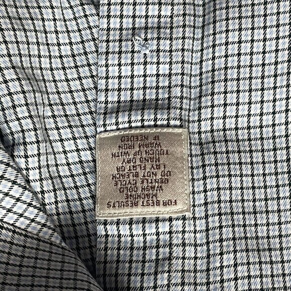 Peter Millar Long‎ Sleeve Dress Shirt Check 100% Cotton Blue Men’s Size Large - Picture 4 of 7